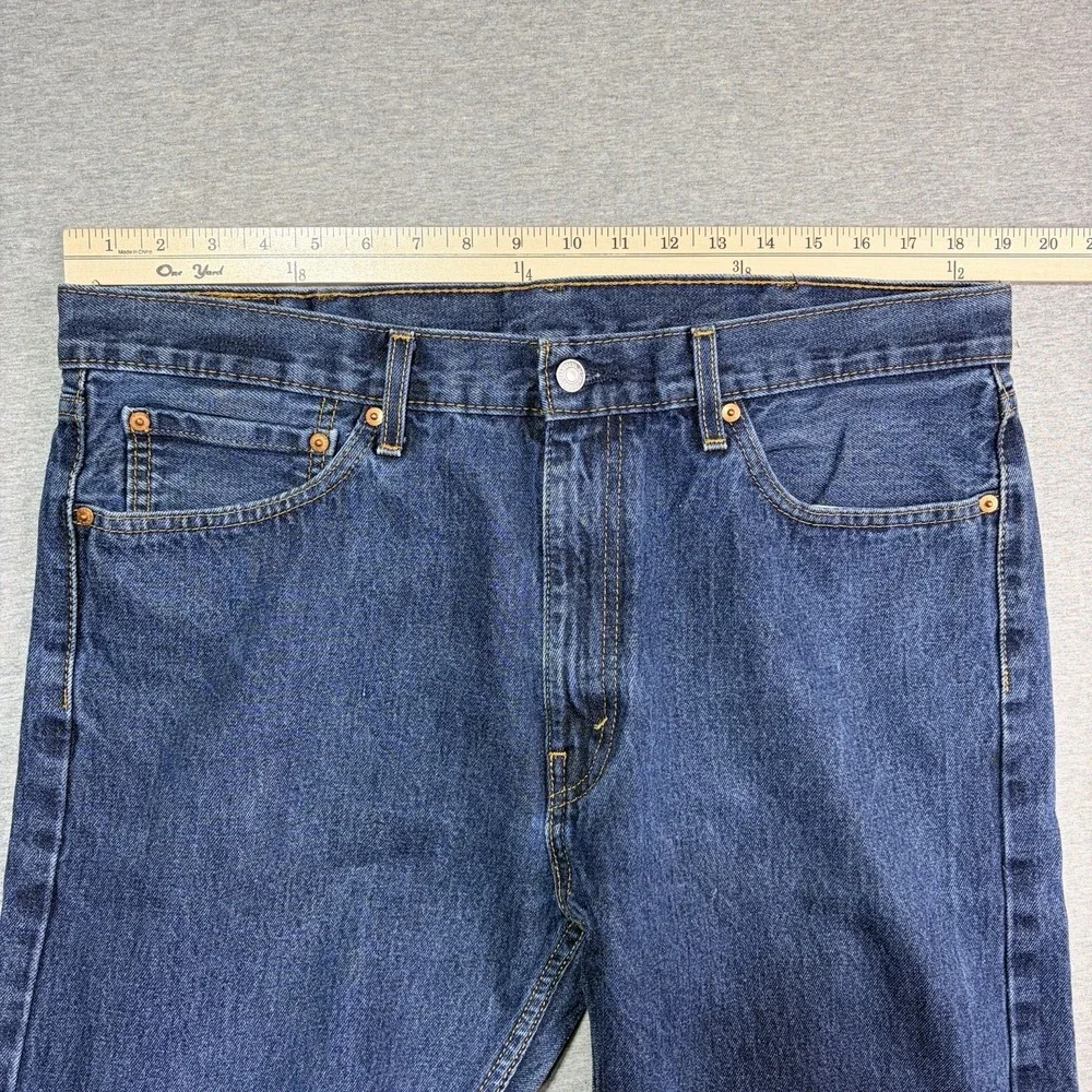 Levis 505 Jeans Men's 38x30 Regular Straight Blue Denim Wash Jeans Cotton Casual